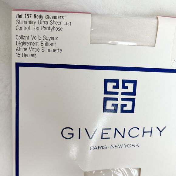 Vintage NEW GIVENCHY White Crystal Shimmery Ultra Sheer Control Top Pantyhose - Picture 4 of 13